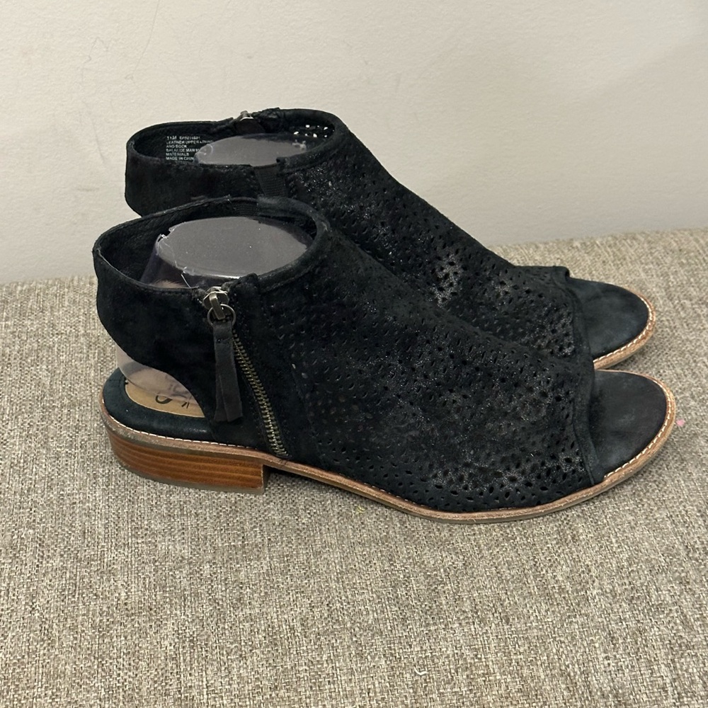 Women's Black Open-Toe Ankle Boots